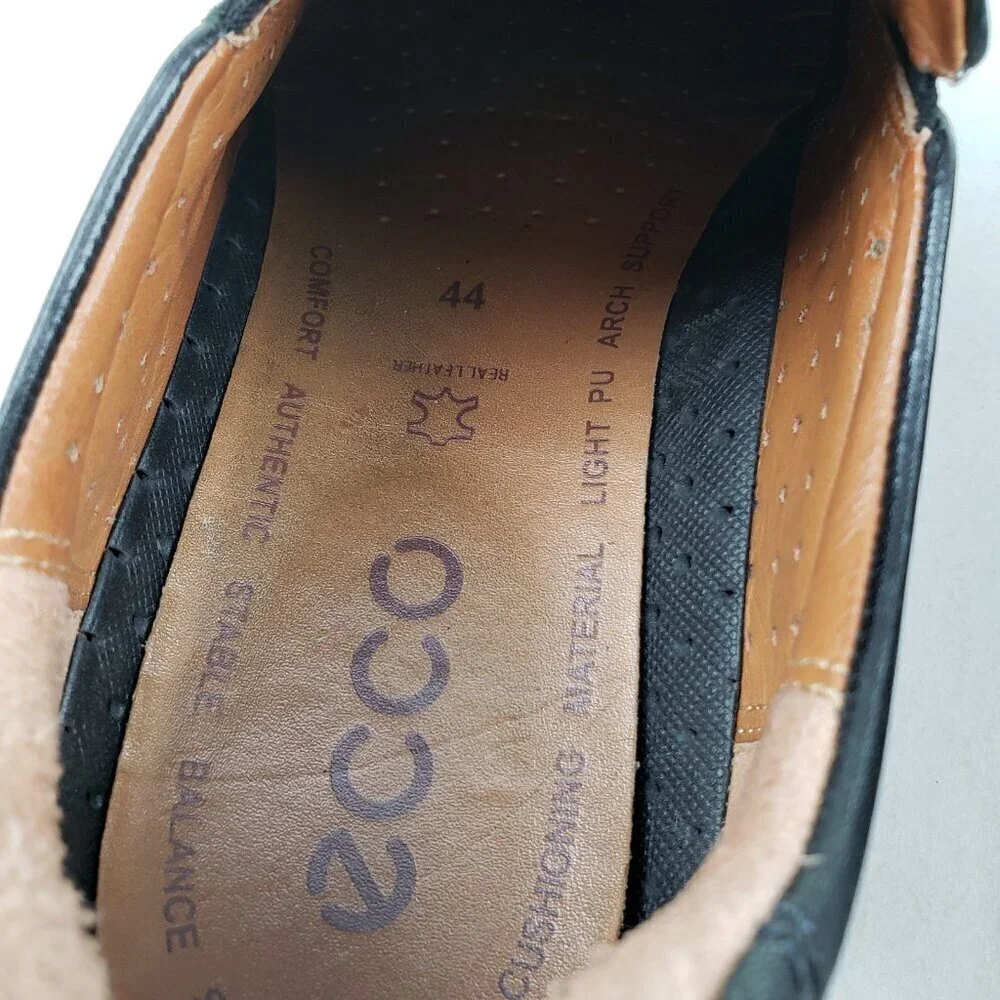 Ecco Fusion Slip On Loafer Shoe Mens 10-10.5 EU 44 Black Leather Casual Comfort